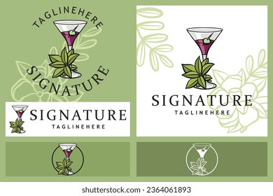 Wine bar logo template. Red wine glass combination with glass, vector illustration