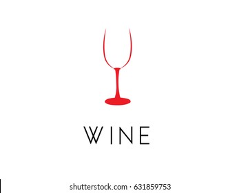 Wine bar logo template. Red and white black wine glasses

