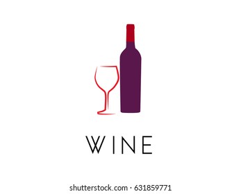 Wine bar logo template. Red and white black wine glasses

