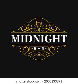 Wine bar night club restaurant vintage ornamental typography logo design