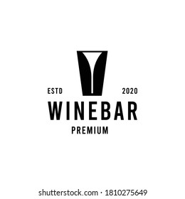 Wine Bar premium Vector Logo vintage wineglass design