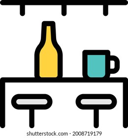 wine bar vector line colour icon