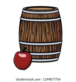 Wine barrel and apple