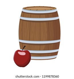 Wine barrel and apple