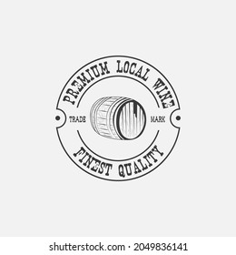 Wine Barrel with Badge logo vintage retro for Shop, Company, Bar and website. vector EPS 10