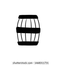 wine barrel doodle icon vector hand drawing 