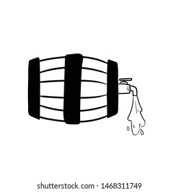 wine barrel doodle icon vector hand drawing 