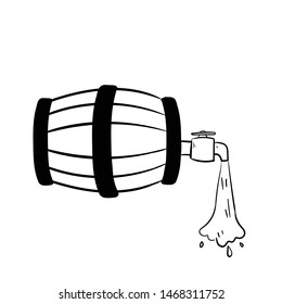 wine barrel doodle icon vector hand drawing 