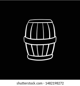 wine barrel doodle icon vector hand drawing  flat black