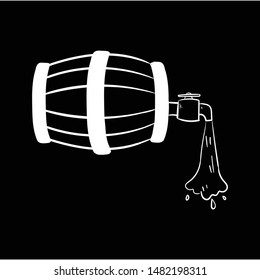 wine barrel doodle icon vector hand drawing  flat black