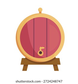Barril de vinho. Clipart de vetor plano, ilustração com plano de fundo isolado.