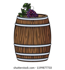 Wine barrel with grapes