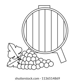 wine barrel with grapes cluster