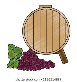 wine barrel with grapes cluster