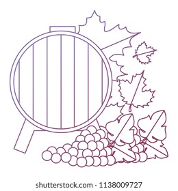 wine barrel with grapes cluster