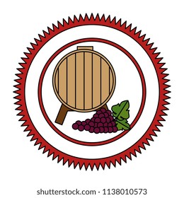 wine barrel with grapes cluster seal stamp