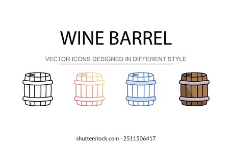 Wine Barrel icon design with white background stock illustration