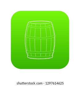 Wine barrel icon green vector isolated on white background