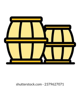 Wine barrel icon outline vector. Cabinet shelf. Interior store color flat