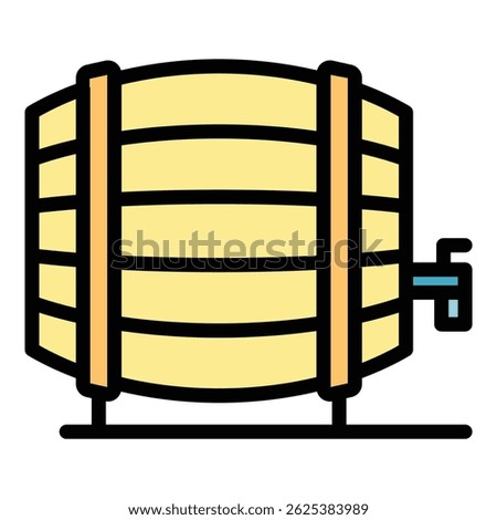 Wine barrel icon outline vector. Wooden beer. Cask whiskey color flat