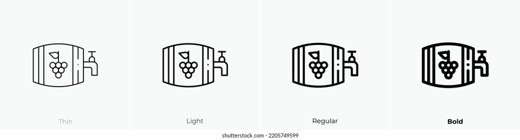 wine barrel icon. Thin, Light Regular And Bold style design isolated on white background