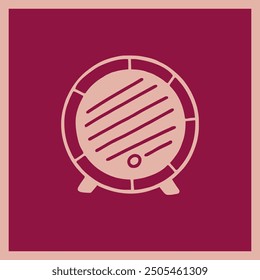 Wine barrel illustration with the text Love Wine against a burgundy background