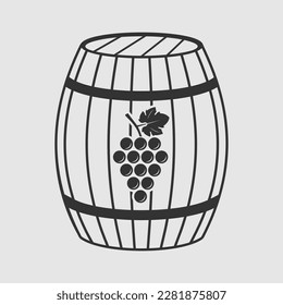 Wine Barrel isolated on white background. Vector illustration