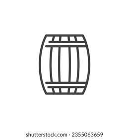 Icono de línea de cañón de vino. signo de estilo lineal para concepto móvil y diseño web. Barril de madera del icono vector de contorno de vino. Símbolo de pub, ilustración del logotipo. Gráficos vectoriales