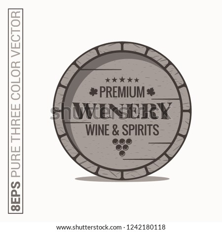 Wine barrel logo. Winery wine and spirits label on white background