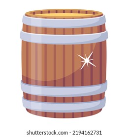 Wine barrel in oak wood for wine storage 