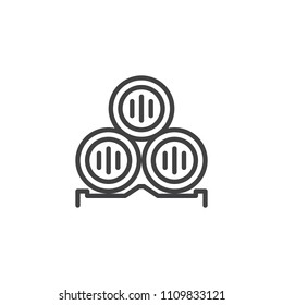 Wine barrel outline icon. linear style sign for mobile concept and web design. Three beer barrels simple line vector icon. Symbol, logo illustration. Pixel perfect vector graphics