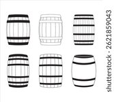  Wine Barrel outline, Barrel monogram, Stamp and Color Graphic Illustrations