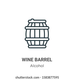 Wine barrel outline vector icon. Thin line black wine barrel icon, flat vector simple element illustration from editable alcohol concept isolated on white background