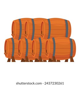 Wine barrel stack icon cartoon vector. Red wine alcohol. Organic fermentation