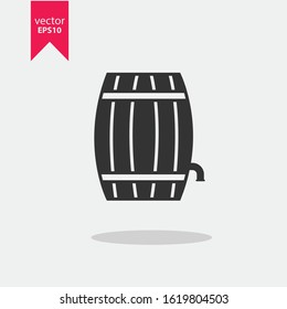 Wine barrel storage vector icon with tap icon