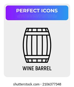 Icono de línea delgada de barril de vino. Ilustración vectorial moderna.