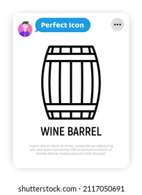 Wine barrel thin line icon. Modern vector illustration.