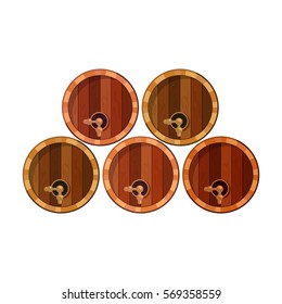 Wine barrels icon in cartoon style isolated on white background. Wine production symbol stock vector illustration.