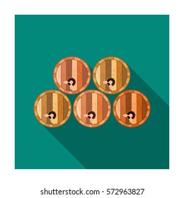 Wine barrels icon in flat style isolated on white background. Wine production symbol stock vector illustration.