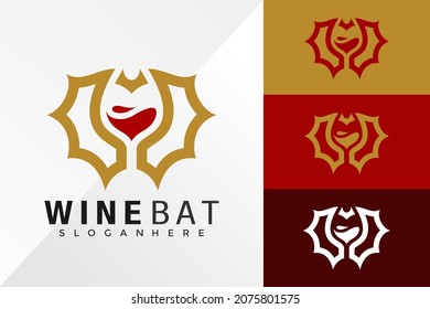 Plantilla de vectores de diseño de logotipo de barra de murciélagos de vinos
