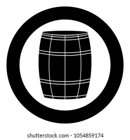 Wine or beer barrel black icon in circle .