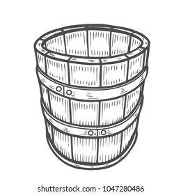 Wine or beer barrel isolated on white background. Vector illustration.
