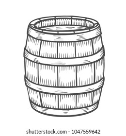 Wine or beer barrel isolated on white background. Vector illustration.