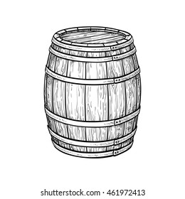 Wine Or Beer Barrel Isolated On White Background. Vector Illustration.