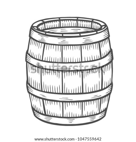 Wine or beer barrel isolated on white background. Vector illustration.
