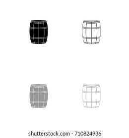 Wine or beer barrels black and grey set icon .