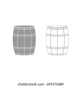 Wine or beer barrels grey set icon .
