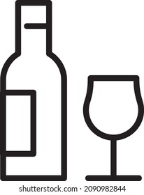 línea vectorial de botol de vino y cerveza para web, presentación, logotipo, símbolo de icono.