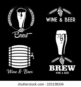 wine and beer vintage labels set