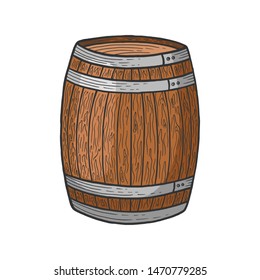 Wine beer wooden barrel color sketch engraving vector illustration. Scratch board style imitation. Black and white hand drawn image.